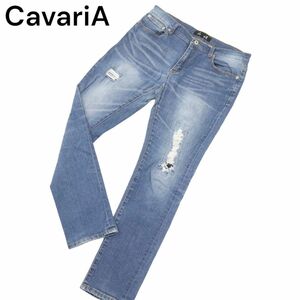 CavariA キャバリア クラッシュ&リペア加工★ ストレッチ スキニー デニム パンツ ジーンズ Sz.48　メンズ　A4B00894_2#R