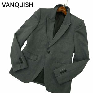 VANQUISH ヴァンキッシュ 通年 総裏★ 1B ピークドラペル アンコン テーラード ジャケット Sz.S　メンズ グレー　A4T01745_2#O