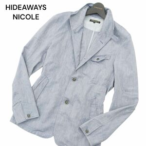 HIDEAWAYS NICOLE ハイダウェイ ニコル 春夏 麻 リネン混★ 襟ワイヤー スリム ジャケット Sz.46　メンズ　A4T01725_2#M