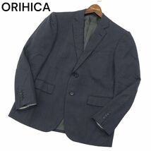 ORIHICA オリヒカ 通年 総裏 ストライプ★ ストレッチ テーラード ジャケット Sz.94AB4　メンズ ネイビー ビジカジ　A4T01844_2#O_画像1