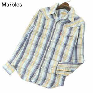 Marbles マーブルズ 通年 ダブルガーゼ★ 長袖 ウエスタン チェック シャツ Sz.M　メンズ 日本製　A4T01853_2#C