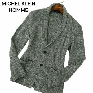 MICHEL KLEIN HOMME ミッシェルクラン オム 春夏 コットン ニット★ サマー ジャケット カーディガン Sz.46　メンズ 灰　A4T01746_2#M