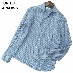 UNITED ARROWS ユナイテッドアローズ 春夏 麻 リネン100％★ 長袖 チェック シャツ Sz.M　メンズ　A4T01933_2#A