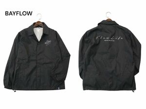 BAYFLOW ベイフロー 通年 ナイロン★ ロゴ サーフ ガール プリント コーチ ジャケット Sz.2　メンズ 黒　A4T01277_2#O