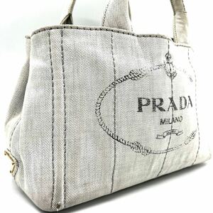 PRADA プラダ　カナパ　ロゴ　ハンドバッグ　トート　ショルダー　肩かけ　三角ロゴ　白タグ　白　アイボリー　正規品　高級