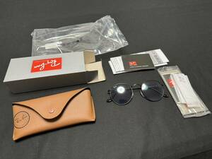 ★ほぼ未使用★ Ray-Ban レイバン ROUND METAL ラウンドメタル RB3447 50□21 145 ポリッシュブラック