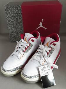 美品　NIKE　ナイキ　AIR JORDAN 3 CARDINAL CT8532-126 （ホワイト/レッド/グレー/ブロンズ）　27.0ｃｍ