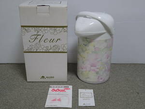 中古 美品 ALLGO オルゴ エアーポット 中せんなし らくらくさん AS-20G 1.9L 卓上用 フラワーガーデン Fleur 日本製 魔法瓶 花柄 レトロ