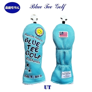 ■送料無料【UT:サックス】ブルーティーゴルフ【メッシュ スマイル】ユーティリティ用ヘッドカバー BLUE TEE GOLF DHC-007