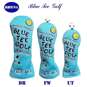 ■送料無料 オークション【3PA:サックス】ブルーティーゴルフ【メッシュ スマイル】3本セット販売(A)カバー BLUE TEE GOLF DHC-007
