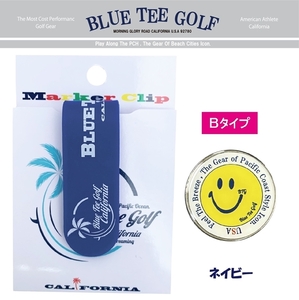 ■③12【Bタイプ：ネイビー】ブルーティーゴルフ【シリコンマグネット クリップ +ボールマーカー】クリップマーカーBLUE TEE GOLF MC-001