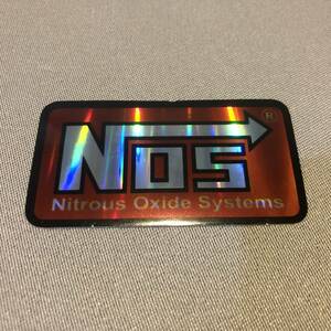 新品・即決・送料￥６３円～・’NOS(Nitrous Oxide System)'のメタリックステッカー・赤×黒