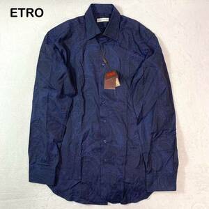 ！圧倒的覇気！☆新品・タグ付☆ ETRO ペイズリー柄　コットン　長袖シャツ　メンズ　ネイビー　42サイズ