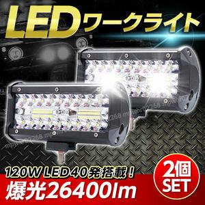 ledワークライト 作業灯 防水最高 led 12V 24V 投光器 2個セット トラック 補助灯 デッキライト 除雪機 スノーモービル ユンボ 白 610