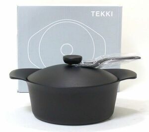 ● 【未使用】 南部鉄器 TEKKI 柳宗理 SORI YANAGI 鉄鍋 深型 22cm 3.98L 鉄蓋 ハンドル付き ●NOE09407　IH・ガス火・オーブンOK