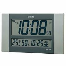 セイコークロック 掛け時計 電波 デジタル カレンダー 温度 湿度 表示 セイコーネクスタイム 銀色メタリック 本体サイ_画像1