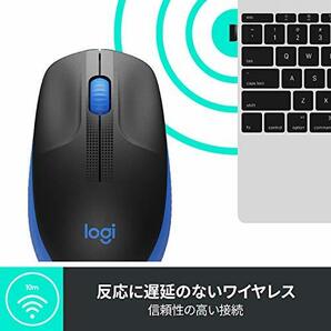 ロジクール フルサイズ ワイヤレス マウス M190BL ワイヤレスマウス 左右対称 無線 USB windows mac chrの画像3