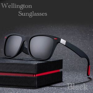 サングラス ウェリントン　メガネ　伊達メガネ　UV400　紫外線カット　メガネ　日焼け対策　男女兼用 目の保護　UVカット ブラック