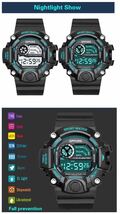 スポーツ腕時計　腕時計　時計　デジタル式 LED デジタル腕時計　デジタル 自転車　スポーツ アウトドア キャンプ　グリーン　2_画像7