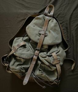 【傑作】 美品 RRL CANVAS×LEATHER RUCK SACK ダブルアールエル キャンバス レザー リュック ラルフローレン 激渋