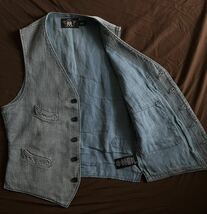 【希少】極美品 RRL ABRAMS INDIGO COTTON VEST ダブルアールエル 刺し子 ベスト ジョニーデップ インディゴ ラルフローレン S_画像3