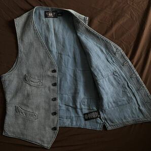 【希少】極美品 RRL ABRAMS INDIGO COTTON VEST ダブルアールエル 刺し子 ベスト ジョニーデップ インディゴ ラルフローレン Sの画像3