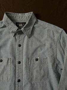 【名作】RRL HOUNDSTOOTH WORK SHIRT ダブルアールエル ハウンドトゥース 千鳥格子 インディゴ チェック ワーク シャツ 30s S