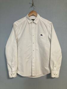★BURBERRY BLACK LABEL バーバリー ブラックレーベル ワンポイント刺繍ロゴ 長袖シャツ 2 ホワイト 白シャツ