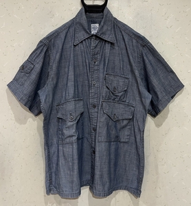 ＊ポストオーバーオールズ POST OVERALLS シャンブレー 袖ポケット 半袖 ボタンシャツ 　　　　　BJBD.B