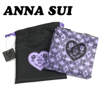 【ANNA SUI】(NO.9996)アナスイ エコバッグ　マイバッグ　パープル 巾着ポーチ付き　未使用_画像1