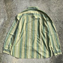 【XL/XXL】TOMMY BAHAMA 長袖シルクシャツ 黄緑 マルチストライプ■ビンテージ オールド アメリカ古着 トミーバハマ ビッグシルエット_画像2