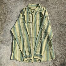 【XL/XXL】TOMMY BAHAMA 長袖シルクシャツ 黄緑 マルチストライプ■ビンテージ オールド アメリカ古着 トミーバハマ ビッグシルエット_画像5