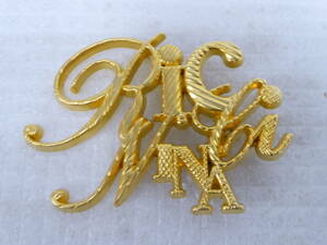 美品 NINA RICCI ニナリッチ ブローチ ゴールドカラー ロゴ 約4.3cm×約6cm アクセサリー 定形外郵便全国一律140円 B1-A