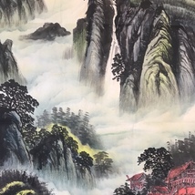 *珍品旧蔵*中国・近現代国画家 張大千 山水畫 純手繪 精品画芯 古美術品 LRF0215_画像3