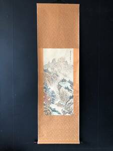 Art hand Auction *珍品旧蔵*中国･康熙年製 畫家【王翠】山水畫 純手繪 中堂 立軸 時代物 古美術品 LRF0216, 絵画, 水彩, 自然, 風景画