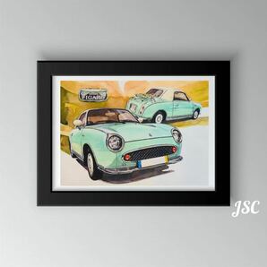 ポスター キャンバス PJ41 NISSAN 日産 FIGARO フィガロ ガレージ 水彩画 アート イラスト インテリア 雑貨 部屋 店舗 オブジェの画像1