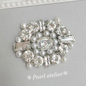 シルバービジュー☆jewelブローチ パール　セレモニー　入学式　卒業式　式典　スーツ　