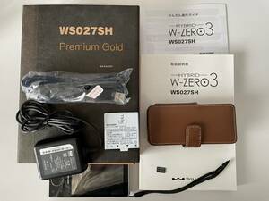 SHARP WILLCOM　HYBRID W-ZERO3 WS027SH プレミアムゴールド　中古