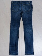 ■LOUNGE LIZARD ラウンジリザード / STRETCH DENIM / 日本製 メンズ / インディゴ USED加工 ストレッチ スリム デニムパンツ size 1_画像2