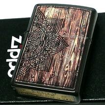 ZIPPO ウッド 曼荼羅アート 木目 ジッポ ライター ブラウン おしゃれ Wood Mandala Design 茶 かっこいい ウッド マンダラ_画像2