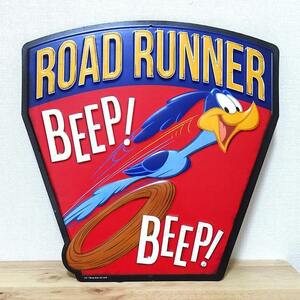 ブリキ看板 アンティーク ROAD RUNNER Beep アメリカン ビンテージ 壁掛け 珍しい プレート おしゃれ 壁飾り レッド 雑貨 可愛い