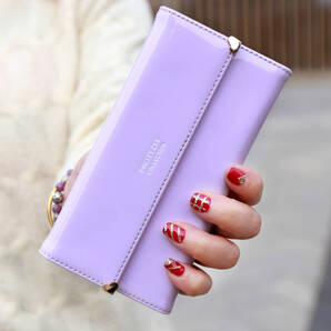 iphone6plus レザーケース アイフォン6sプラス ケース iphone6splus ショルダーケース 手帳型 カード収納 チェーン付き パープル