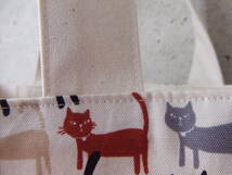 ハンドメイド　幅40　並んだネコ　ファスナー付きポケット　帆布　　トート　普段使い　内ポケット　ねこ　猫　キャット_画像5