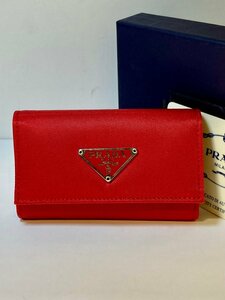 未使用　保管品　PRADA　プラダ　テスートナイロン 6連 キーケース 鍵入れ メンズ レディース レッド系