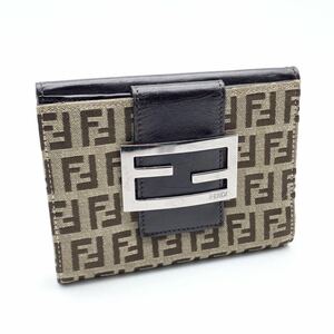 FN11366A【1000円スタート!!】FENDI フェンディ 財布 ズッカ ブラウン 【早い者勝ち!!】