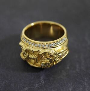 クロムハーツ/ダガーハートリング/22K/カスタムパヴェ/22号/インボイス/１円から！CHROME HEARTS