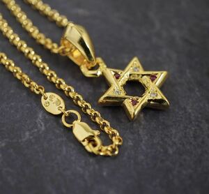 クロムハーツ/スター オブ ダビデチャーム/カスタムパヴェ/22K/インボイス/ロールチェーン付き！1円から！CHROME HEARTS