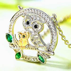  new goods 1 jpy ~* free shipping * owl. parent .. sphere emerald diamond platinum finish 925 silver pendant birthday present travel consecutive holidays summer gift domestic sending 