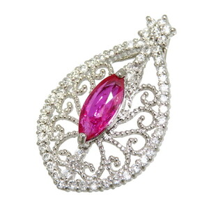 mo The n Beak production non heating pink sapphire 1.16ct diamond total 0.48ct pendant top Pt900 platinum 4.3g lady's 