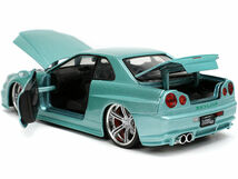 JADA TOYS 1/24 ワイルドスピード ブライアン 日産 スカイライン GT-R R34 2002 ライトブルー F&F 32608 ミニカー_画像6